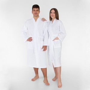 TUVA HOME WAFFLE baltas vaflinis chalatas – unisex, 200 g/m²
